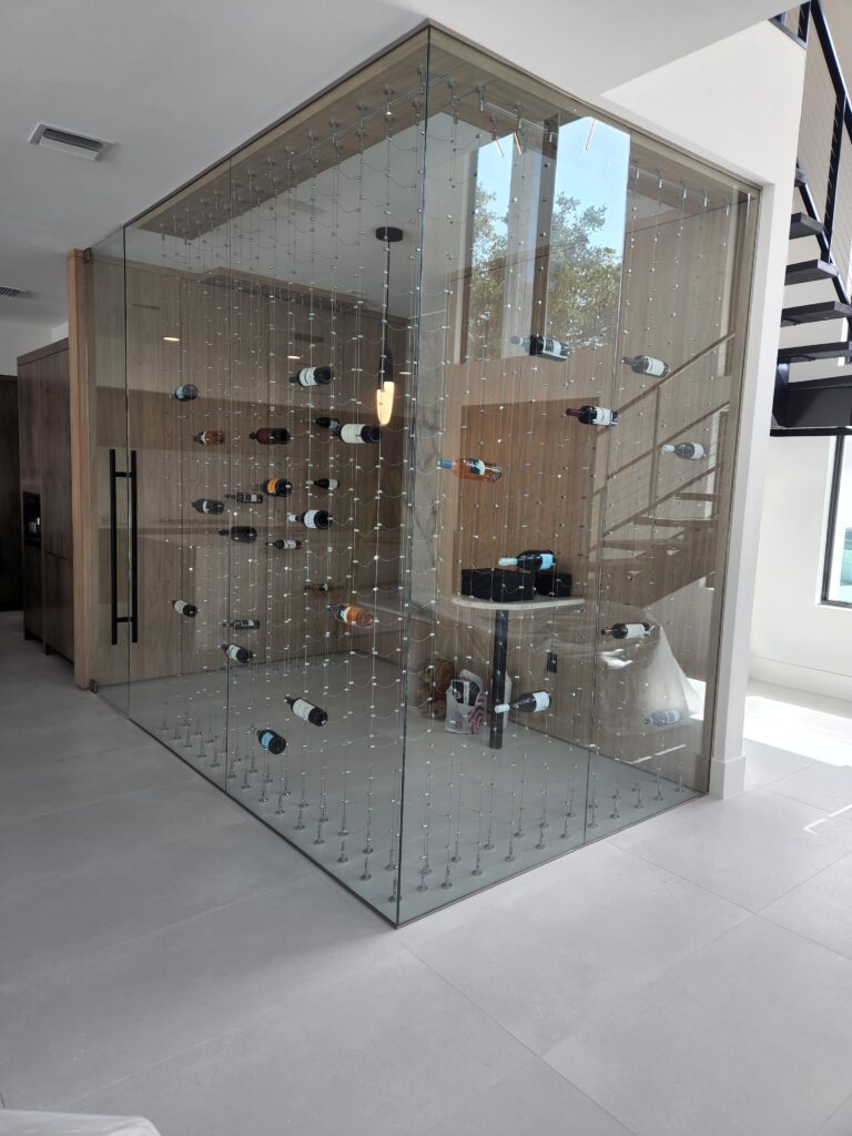 wine room enclosed with glass