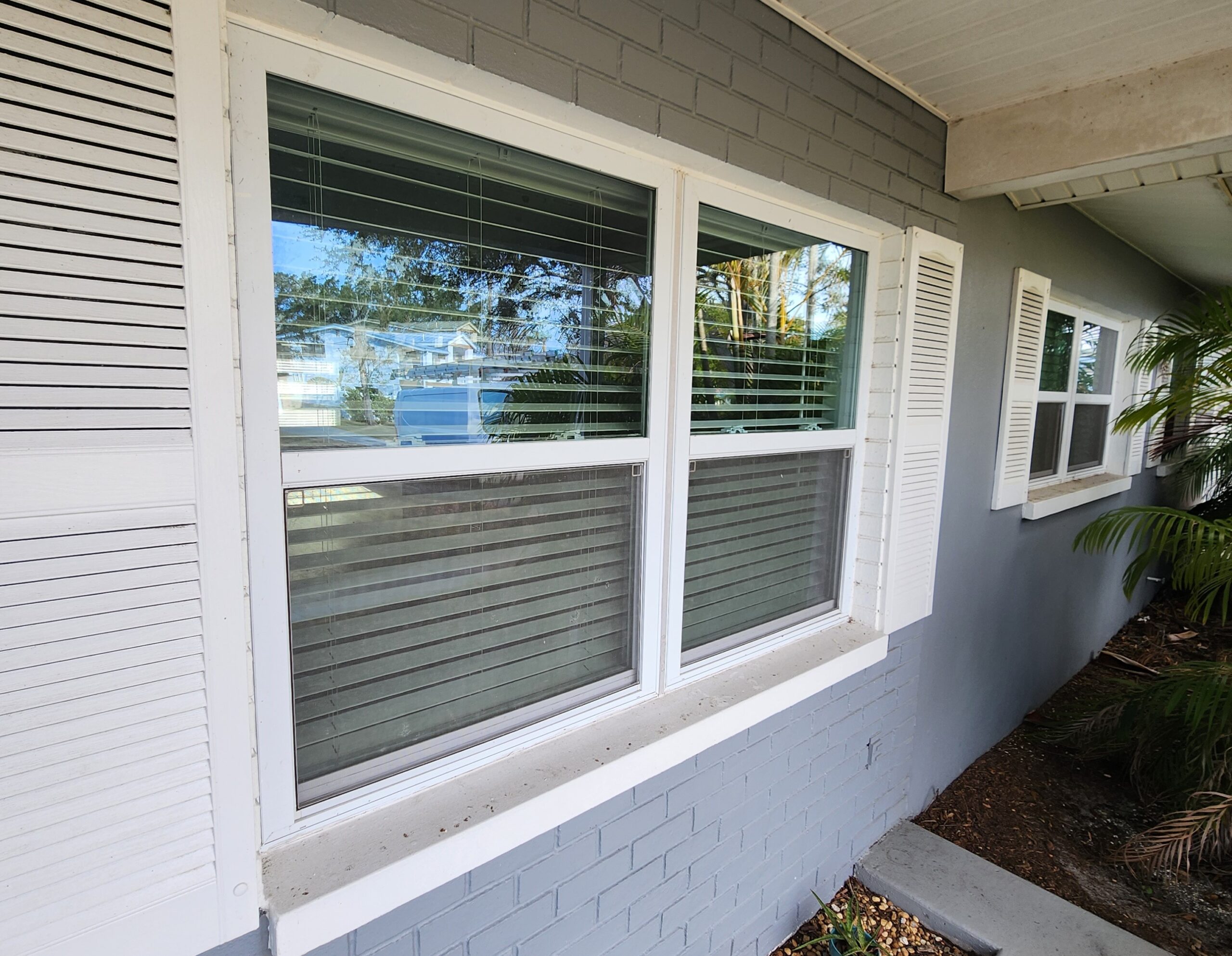 exterior windows on gray house