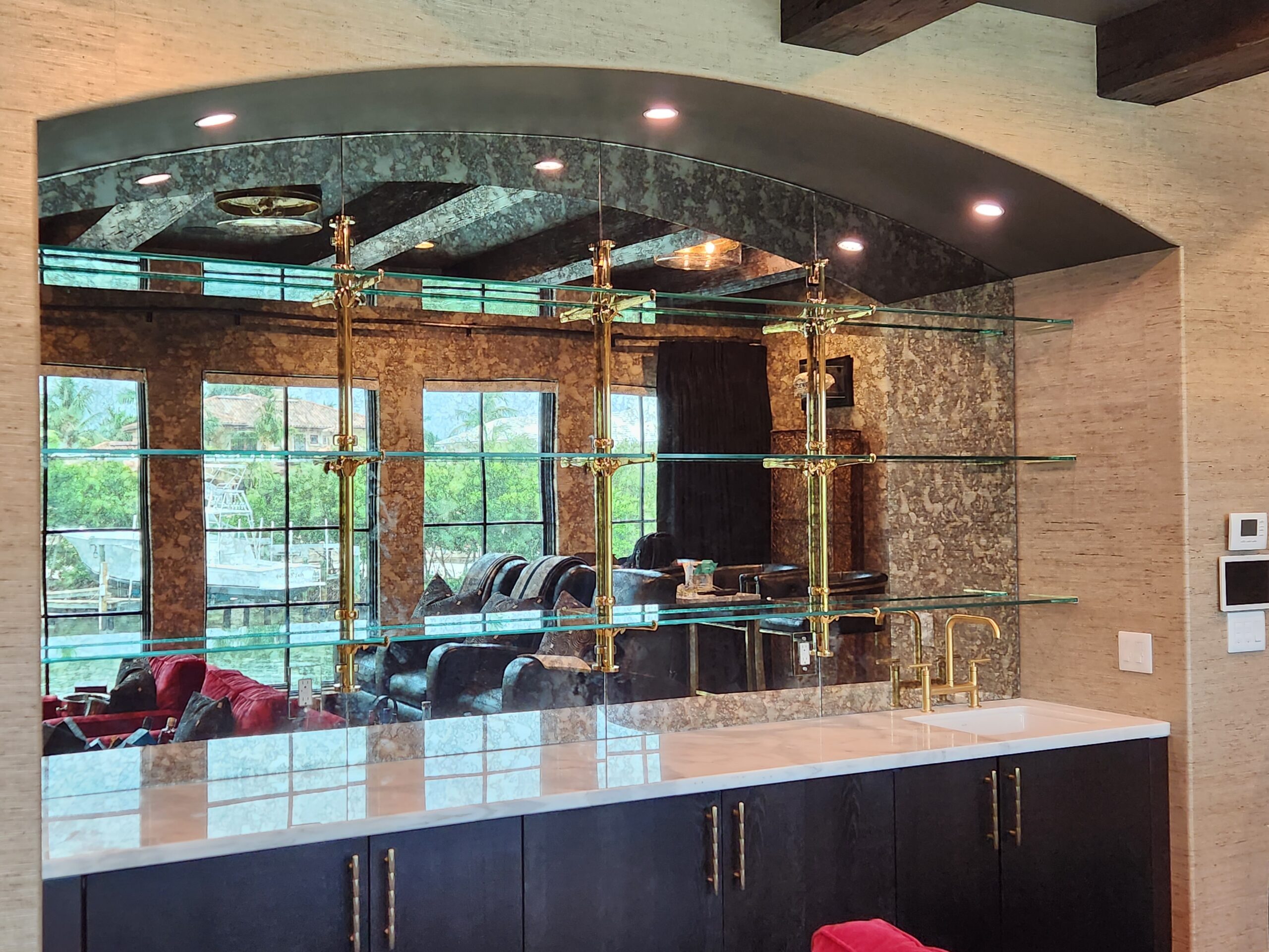 mirrored dining room bar